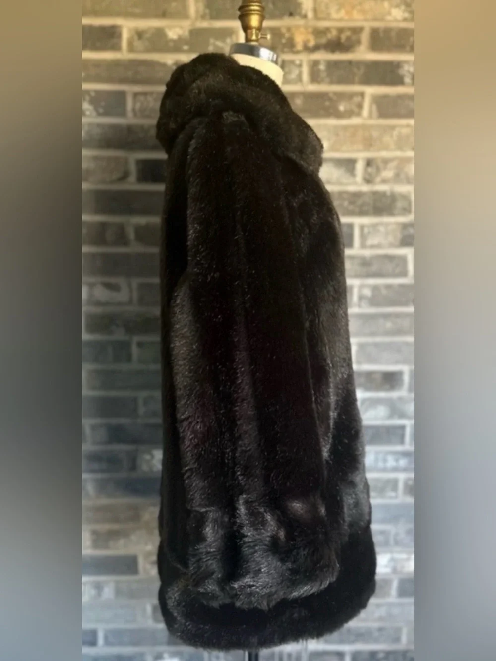 Vintage Sears Fashions Faux Fur Coat Brown Shaggy Mod Glam Womens 12